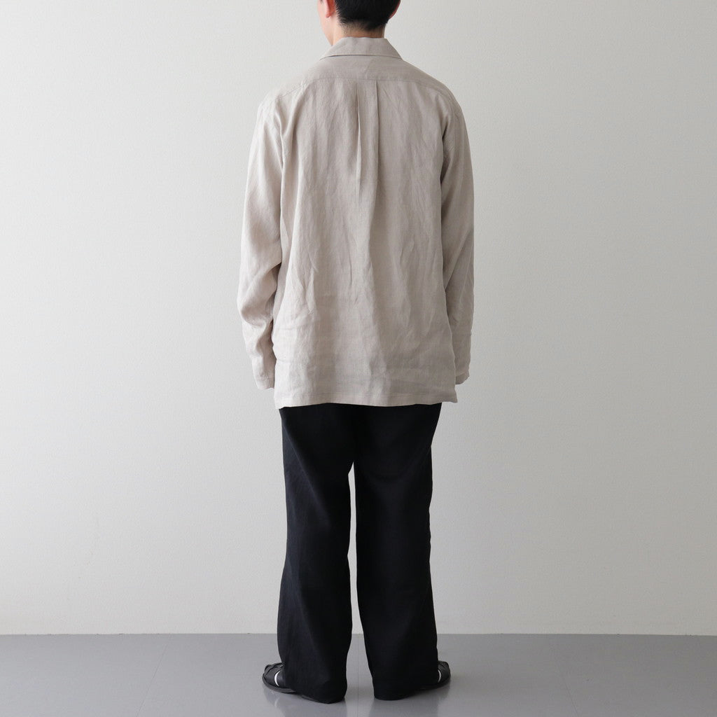 HEMP SHIRTING OPEN COLLAR SHIRT L/S #TAUPE [A24A-16SH01C]