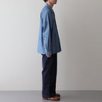 ORIGINAL PRINTED OPEN COLLAR SHIRTS(DRAWING)Long-sleeve #INDIGO [241OJ-SH03]