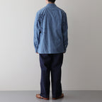 ORIGINAL PRINTED OPEN COLLAR SHIRTS(DRAWING)Long-sleeve #INDIGO [241OJ-SH03]