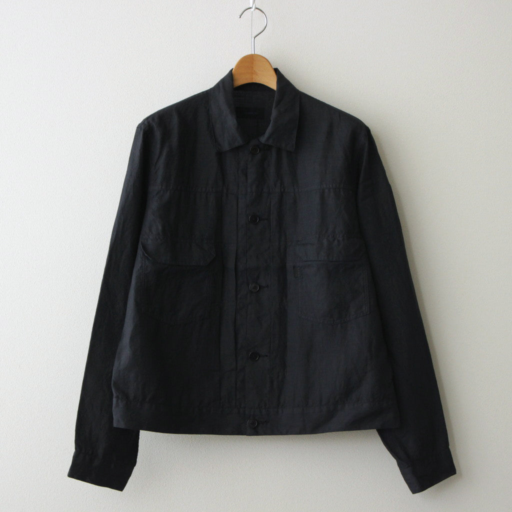 TRUCKER SHIRT-LINEN GARMENT DYE #INK BLACK [SH-LVND-004]