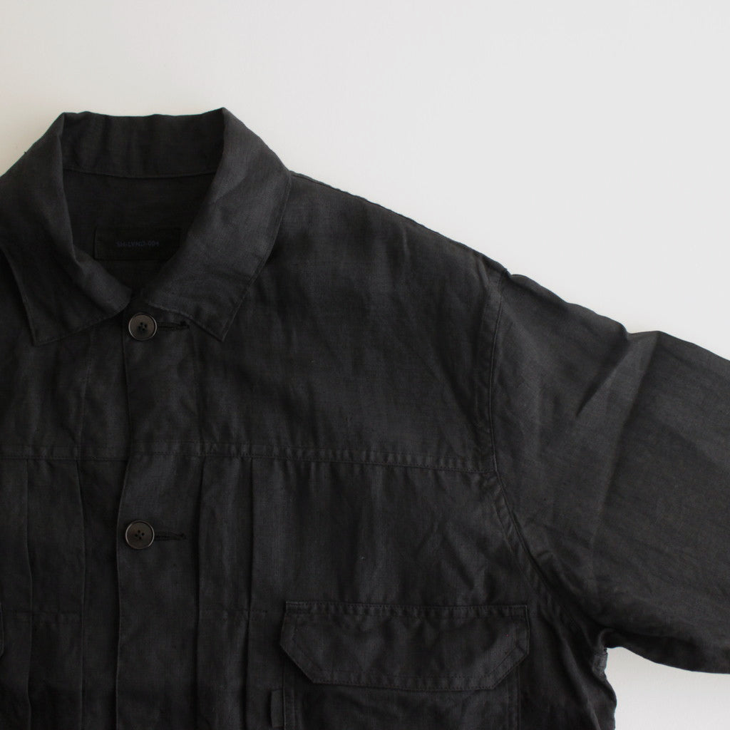 TRUCKER SHIRT-LINEN GARMENT DYE #INK BLACK [SH-LVND-004]