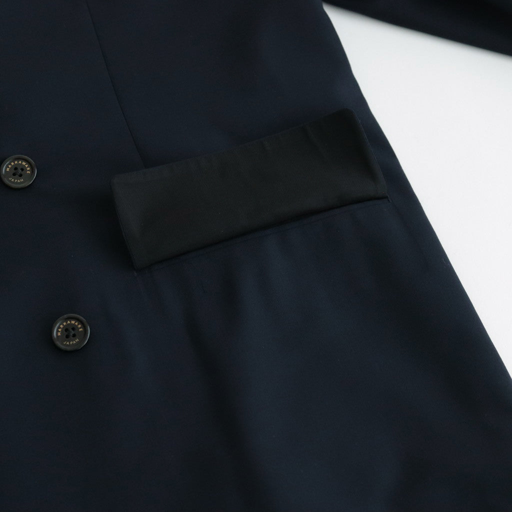 ORGANIC WOOL TROPICAL COMFORT W-BREASTED BLAZER #NAVY [A24A-08JK02C]