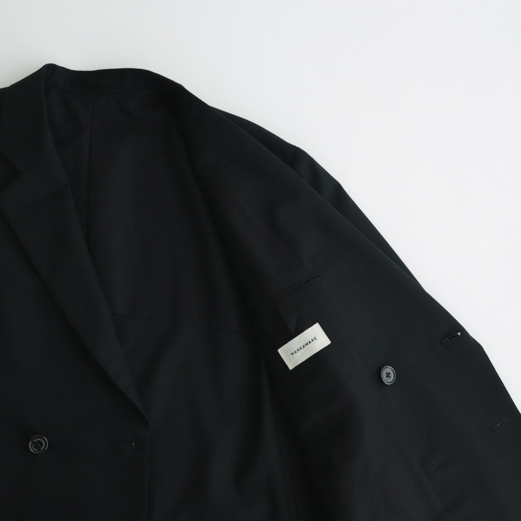 ORGANIC WOOL TROPICAL COMFORT W-BREASTED BLAZER #BLACK [A24A-08JK02C]