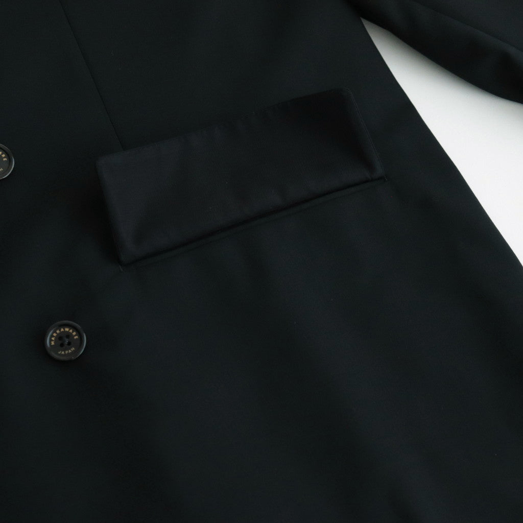 ORGANIC WOOL TROPICAL COMFORT W-BREASTED BLAZER #BLACK [A24A-08JK02C]