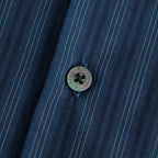 ORGANIC COTTON LOAN STRIPE OPEN COLLAR SHIRT #BLUE×NAVY [A24A-17SH02C]