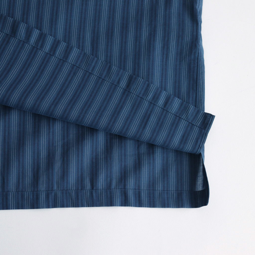 ORGANIC COTTON LOAN STRIPE OPEN COLLAR SHIRT #BLUE×NAVY [A24A-17SH02C]
