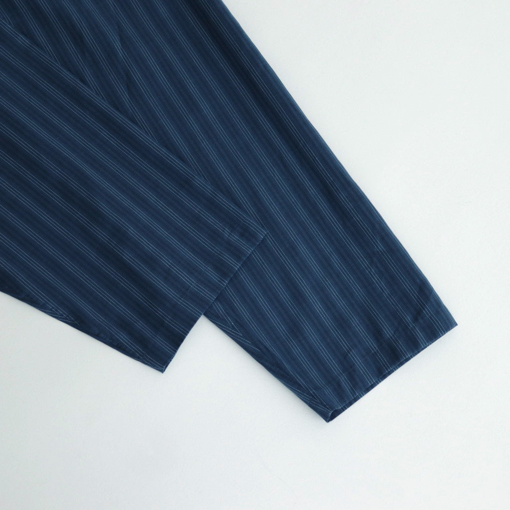 ORGANIC COTTON LOAN STRIPE OPEN COLLAR SHIRT #BLUE×NAVY [A24A-17SH02C]