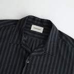 ORGANIC COTTON LOAN STRIPE OPEN COLLAR SHIRT #GRAY×BLACK [A24A-17SH02C]