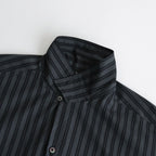 ORGANIC COTTON LOAN STRIPE OPEN COLLAR SHIRT #GRAY×BLACK [A24A-17SH02C]