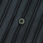 ORGANIC COTTON LOAN STRIPE OPEN COLLAR SHIRT #GRAY×BLACK [A24A-17SH02C]