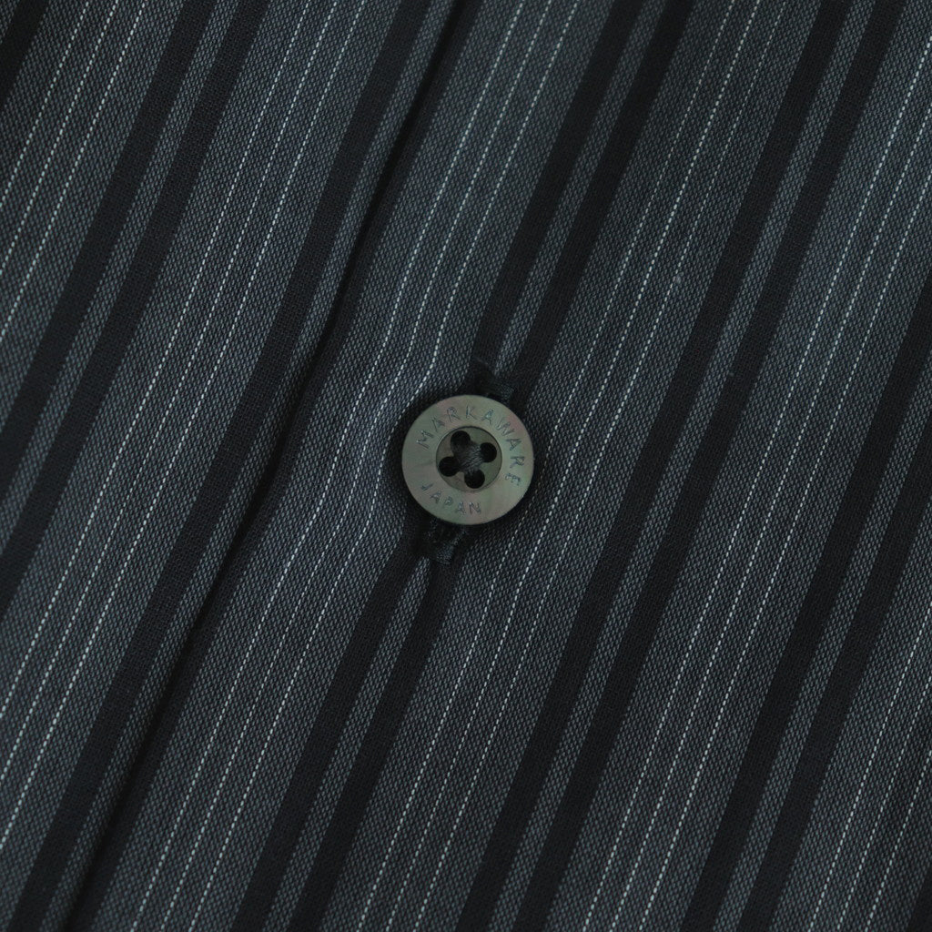 ORGANIC COTTON LOAN STRIPE OPEN COLLAR SHIRT #GRAY×BLACK [A24A-17SH02C]