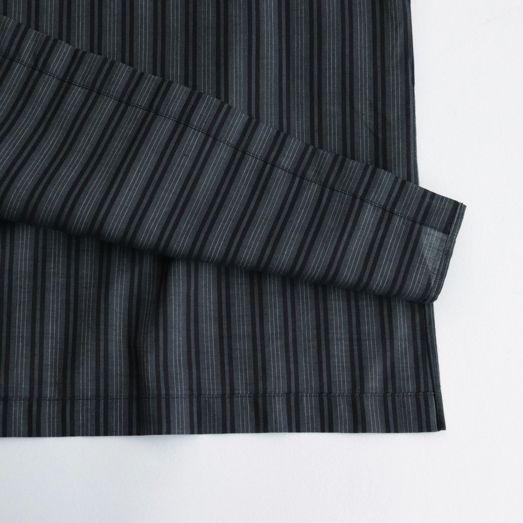 ORGANIC COTTON LOAN STRIPE OPEN COLLAR SHIRT #GRAY×BLACK [A24A-17SH02C]