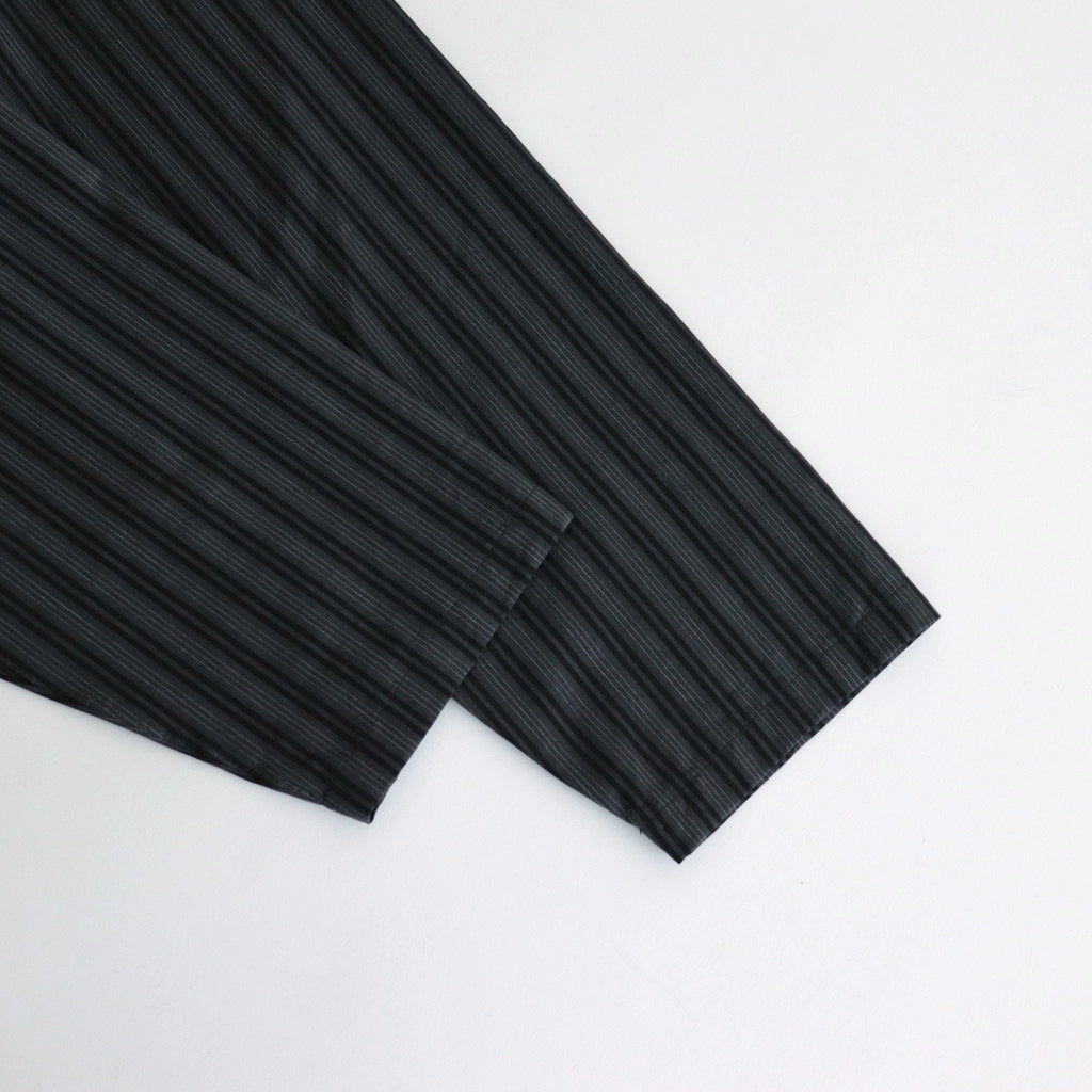 ORGANIC COTTON LOAN STRIPE OPEN COLLAR SHIRT #GRAY×BLACK [A24A-17SH02C]