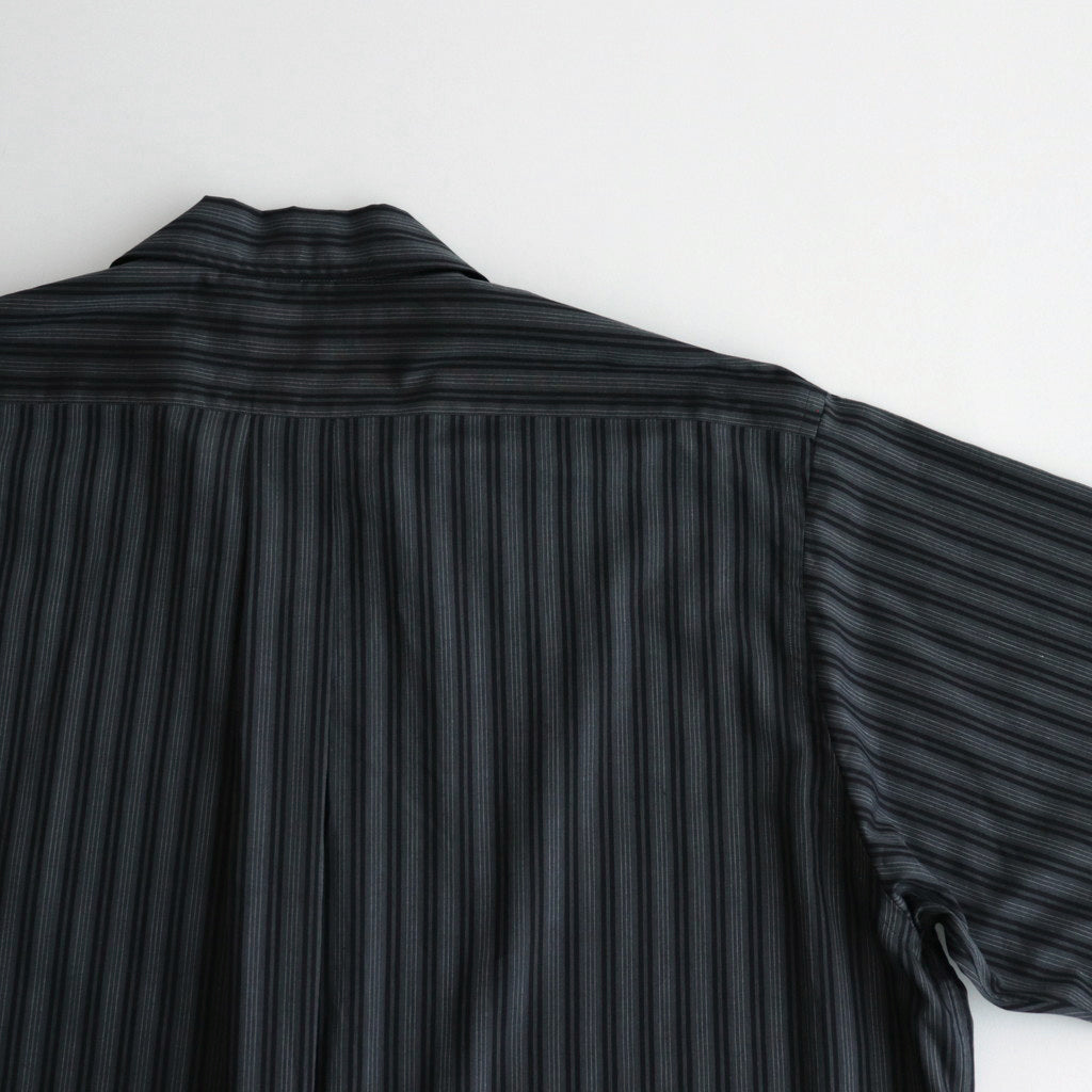 ORGANIC COTTON LOAN STRIPE OPEN COLLAR SHIRT #GRAY×BLACK [A24A-17SH02C]