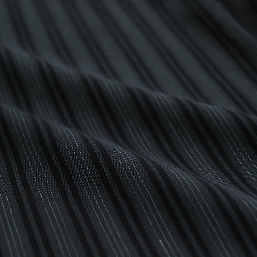 ORGANIC COTTON LOAN STRIPE OPEN COLLAR SHIRT #GRAY×BLACK [A24A-17SH02C]