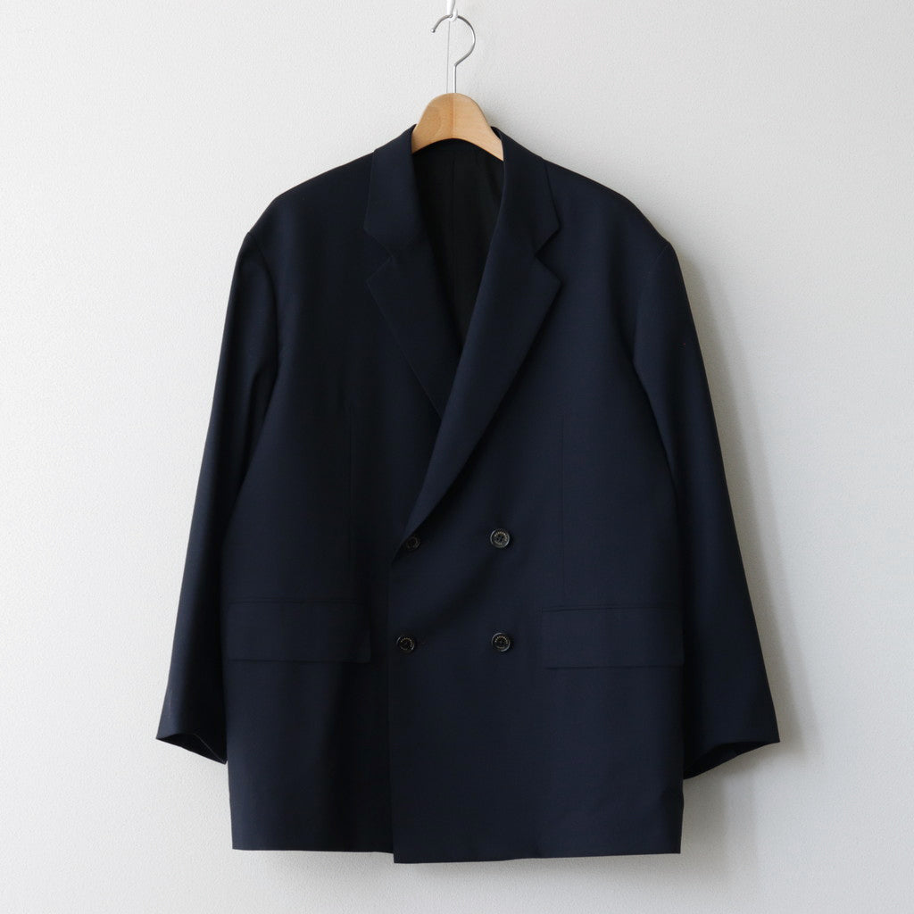 ORGANIC WOOL TROPICAL COMFORT W-BREASTED BLAZER #NAVY [A24A-08JK02C]