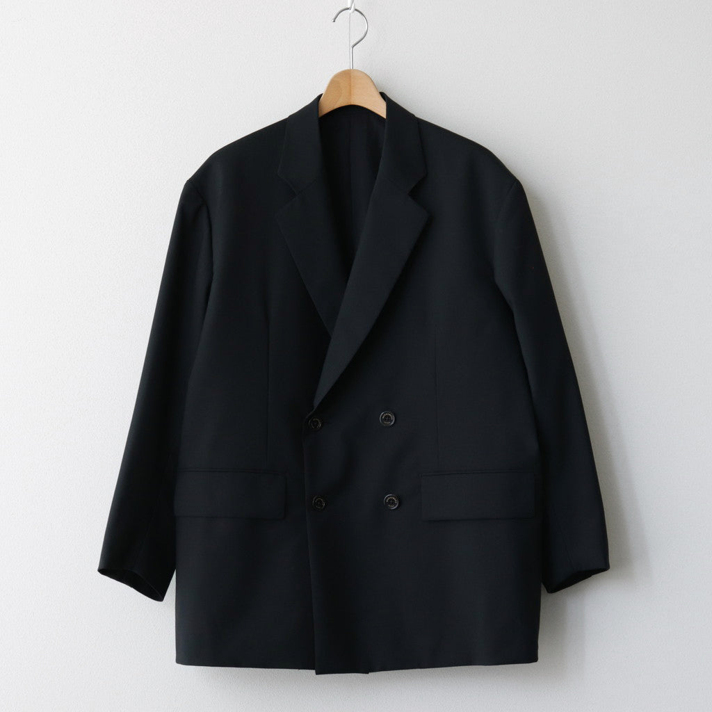 ORGANIC WOOL TROPICAL COMFORT W-BREASTED BLAZER #BLACK [A24A-08JK02C]