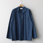 ORGANIC COTTON LOAN STRIPE OPEN COLLAR SHIRT #BLUE×NAVY [A24A-17SH02C]
