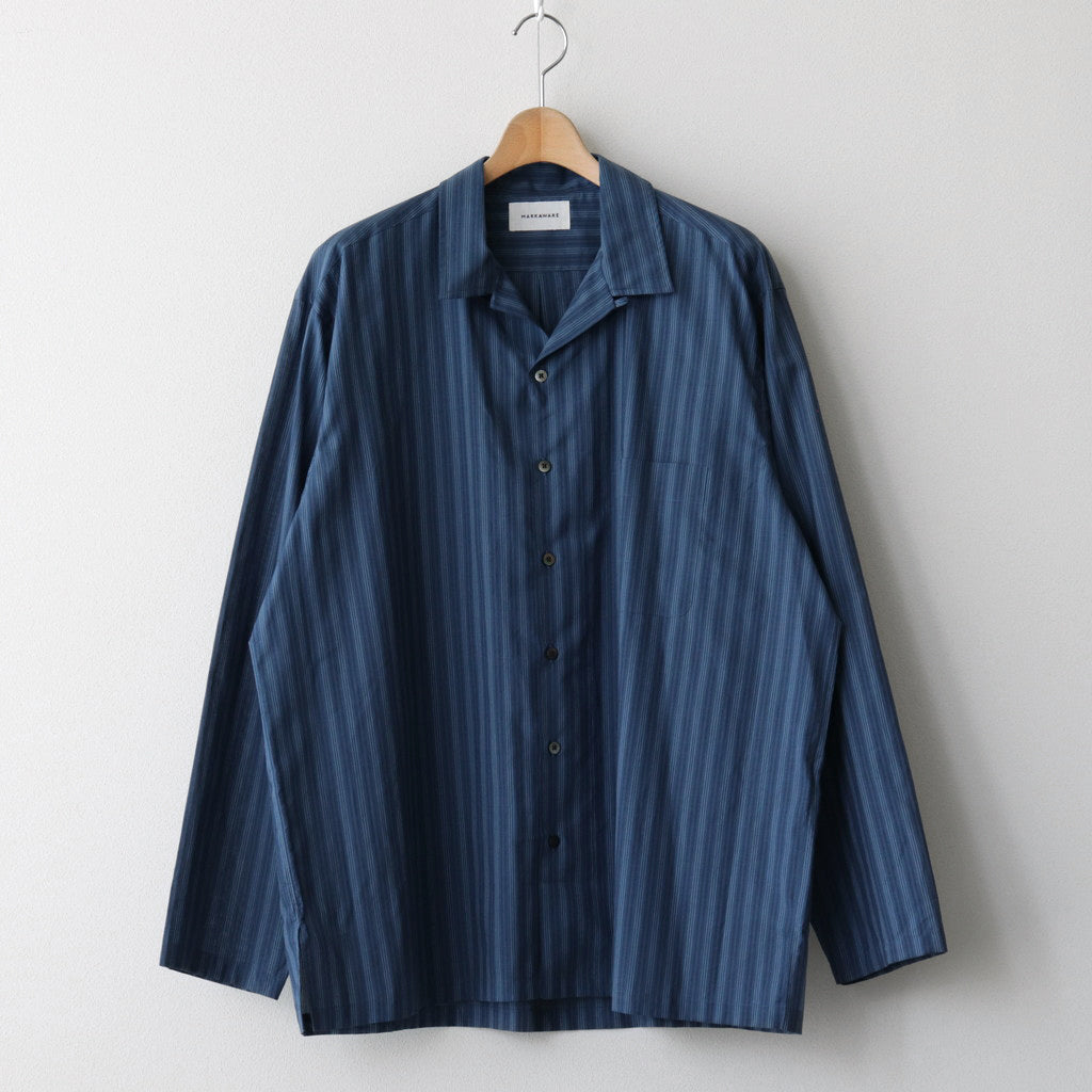 ORGANIC COTTON LOAN STRIPE OPEN COLLAR SHIRT #BLUE×NAVY [A24A-17SH02C]