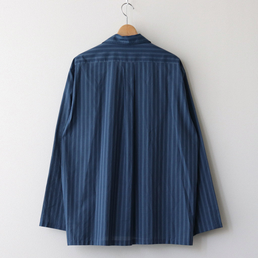 ORGANIC COTTON LOAN STRIPE OPEN COLLAR SHIRT #BLUE×NAVY [A24A-17SH02C]