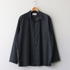 ORGANIC COTTON LOAN STRIPE OPEN COLLAR SHIRT #GRAY×BLACK [A24A-17SH02C]