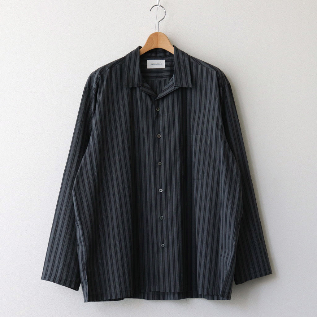 ORGANIC COTTON LOAN STRIPE OPEN COLLAR SHIRT #GRAY×BLACK [A24A-17SH02C]