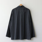 ORGANIC COTTON LOAN STRIPE OPEN COLLAR SHIRT #GRAY×BLACK [A24A-17SH02C]