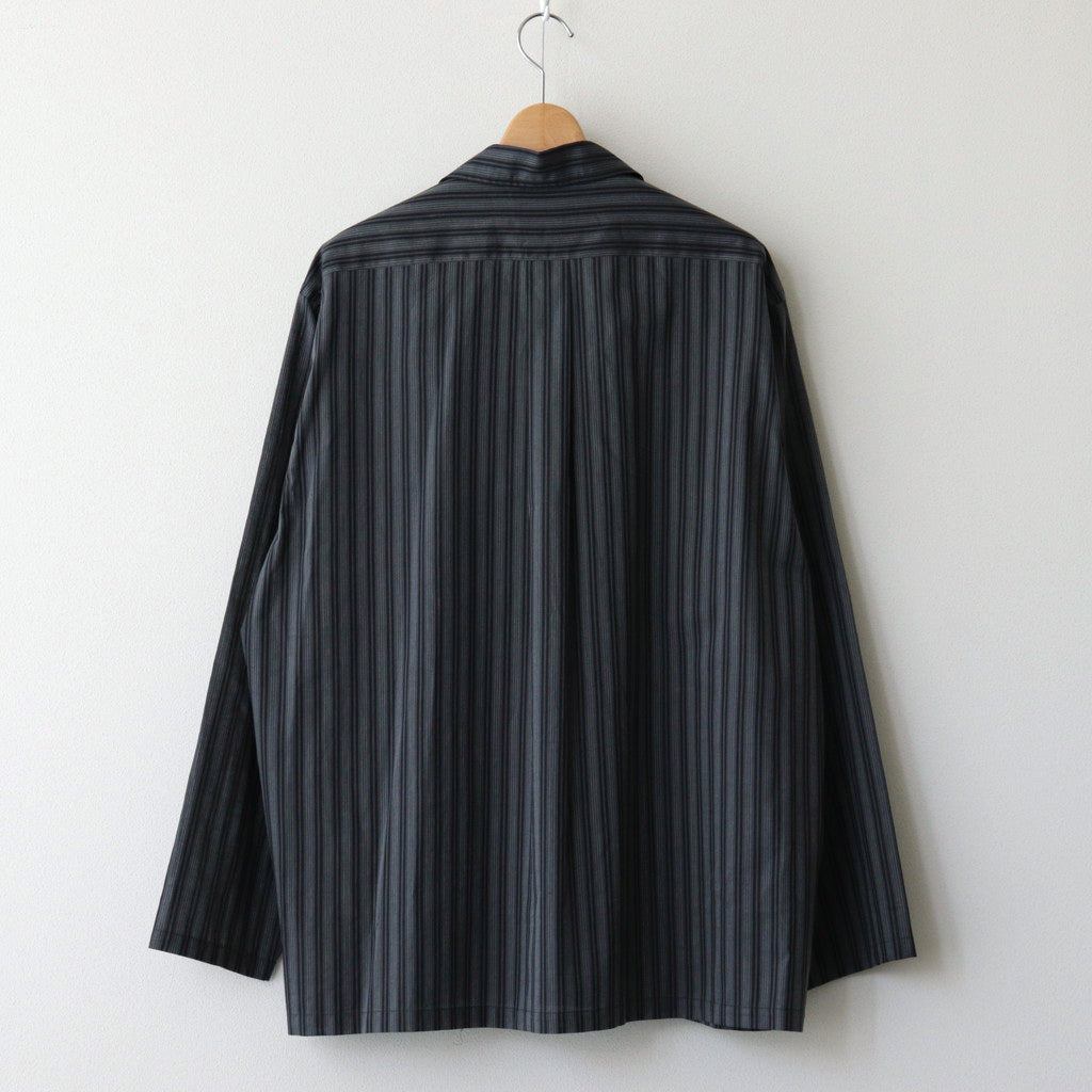 ORGANIC COTTON LOAN STRIPE OPEN COLLAR SHIRT #GRAY×BLACK [A24A-17SH02C]