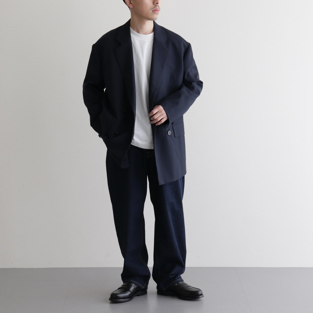 ORGANIC WOOL TROPICAL COMFORT W-BREASTED BLAZER #NAVY [A24A-08JK02C]