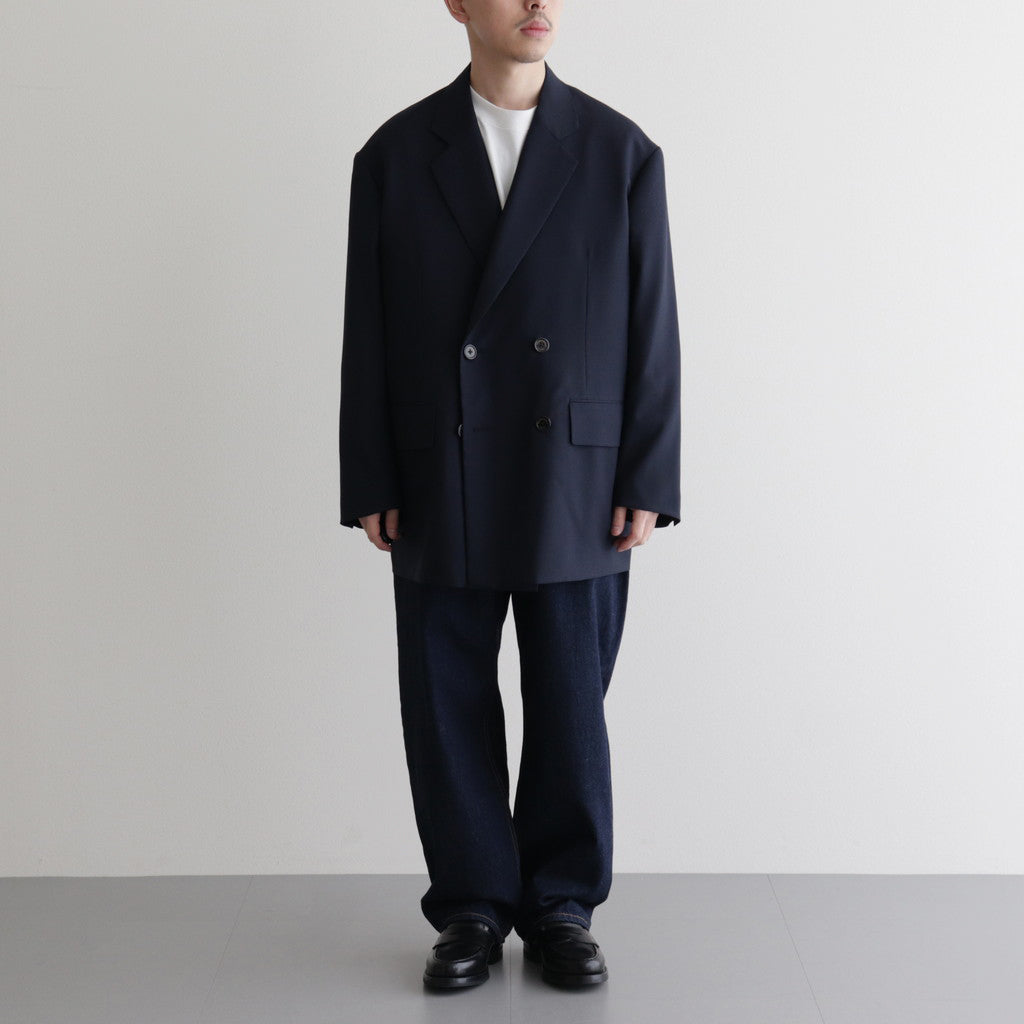 ORGANIC WOOL TROPICAL COMFORT W-BREASTED BLAZER #NAVY [A24A-08JK02C]