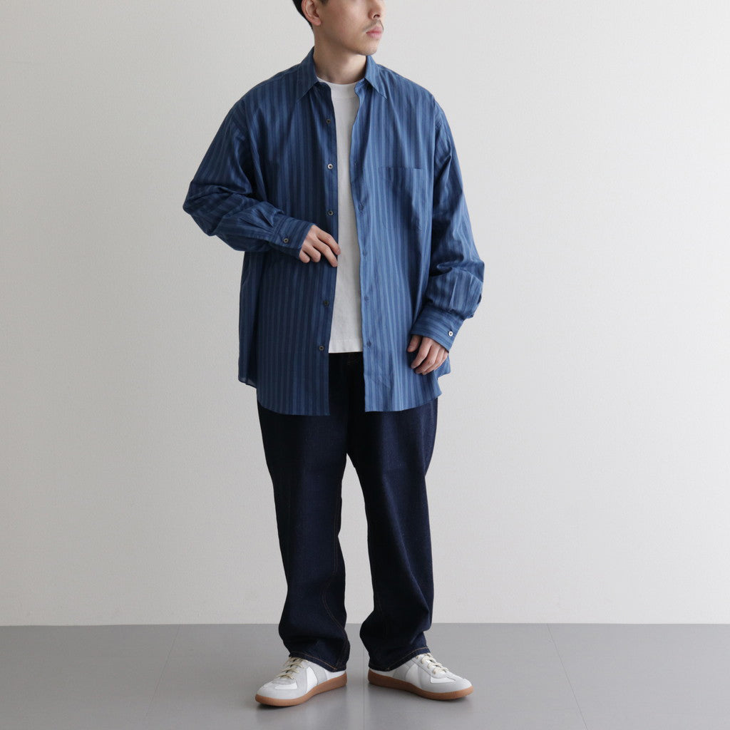 ORGANIC COTTON LOAN STRIPE COMFORT FIT SHIRT #BLUE×NAVY [A24A-17SH01C]