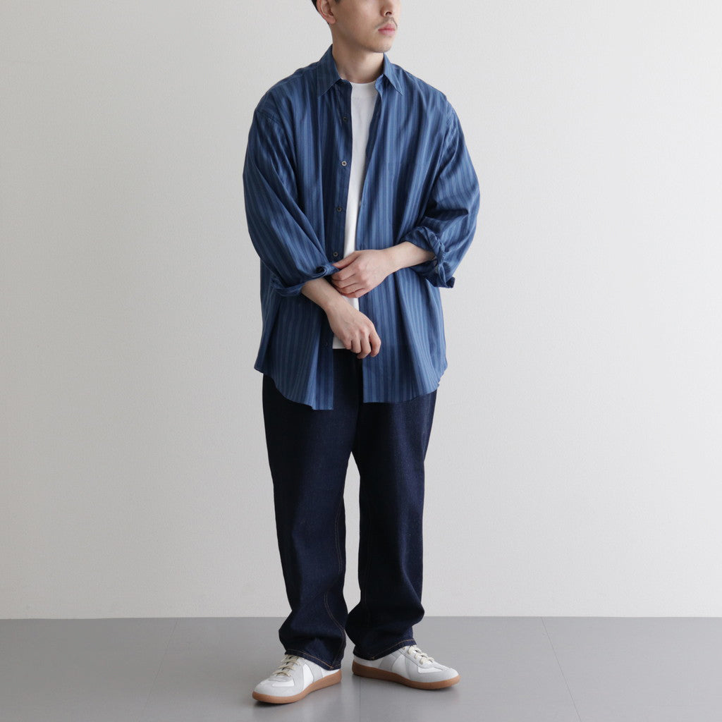ORGANIC COTTON LOAN STRIPE COMFORT FIT SHIRT #BLUE×NAVY [A24A