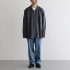 ORGANIC COTTON LOAN STRIPE OPEN COLLAR SHIRT #GRAY×BLACK [A24A-17SH02C]