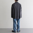 ORGANIC COTTON LOAN STRIPE OPEN COLLAR SHIRT #GRAY×BLACK [A24A-17SH02C]