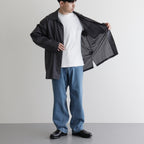 ORGANIC COTTON LOAN STRIPE OPEN COLLAR SHIRT #GRAY×BLACK [A24A-17SH02C]