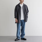 ORGANIC COTTON LOAN STRIPE OPEN COLLAR SHIRT #GRAY×BLACK [A24A-17SH02C]