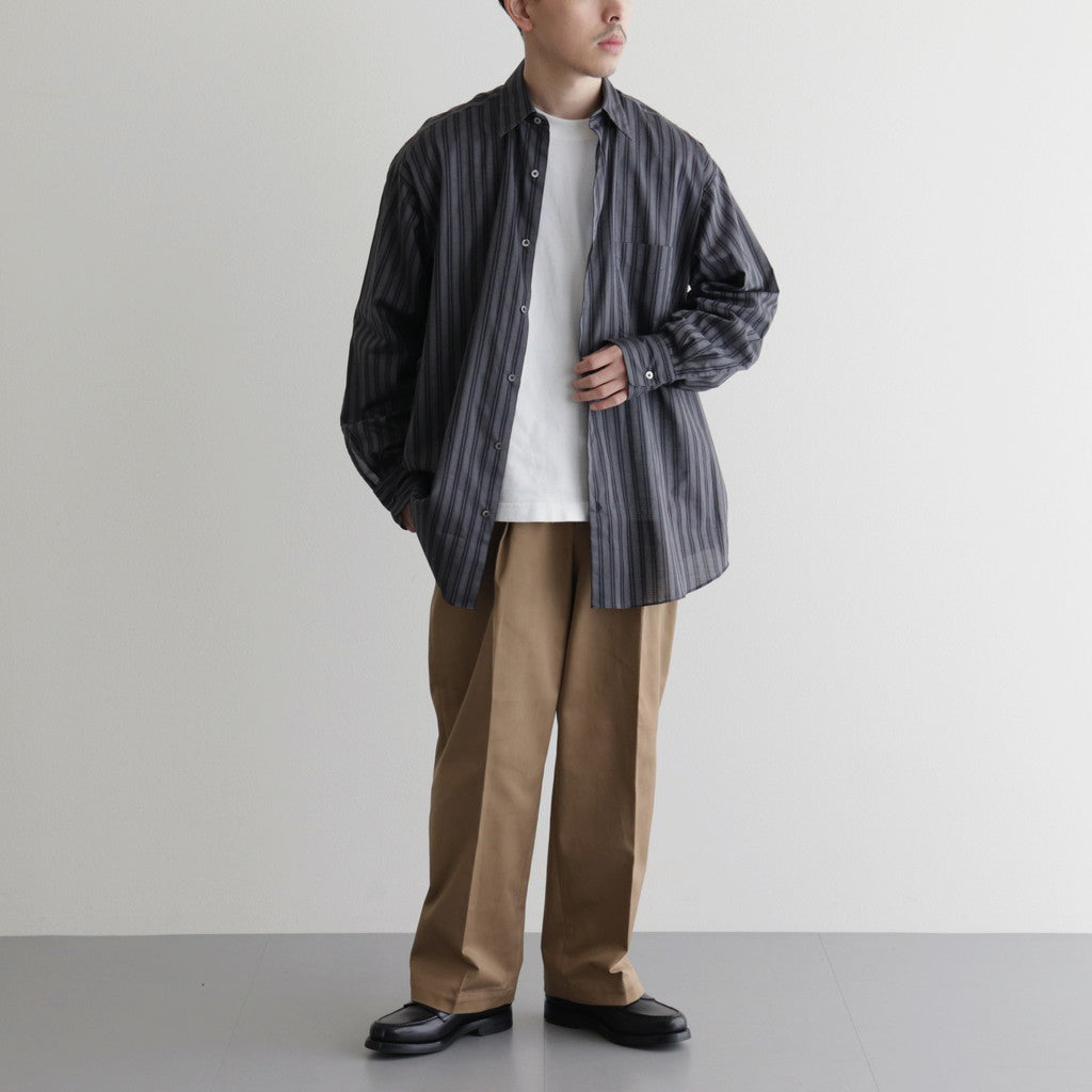 ORGANIC COTTON LOAN STRIPE COMFORT FIT SHIRT #GRAY×BLACK [A24A-17SH01C]