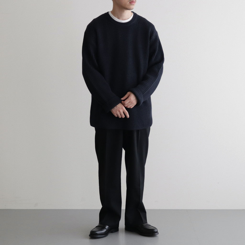 SOLID WOOL RIB CREW NECK #NAVY [BN-23FM-035]