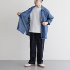 ORGANIC COTTON LOAN STRIPE OPEN COLLAR SHIRT #BLUE×NAVY [A24A-17SH02C]