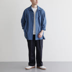 ORGANIC COTTON LOAN STRIPE OPEN COLLAR SHIRT #BLUE×NAVY [A24A-17SH02C]