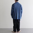 ORGANIC COTTON LOAN STRIPE OPEN COLLAR SHIRT #BLUE×NAVY [A24A-17SH02C]