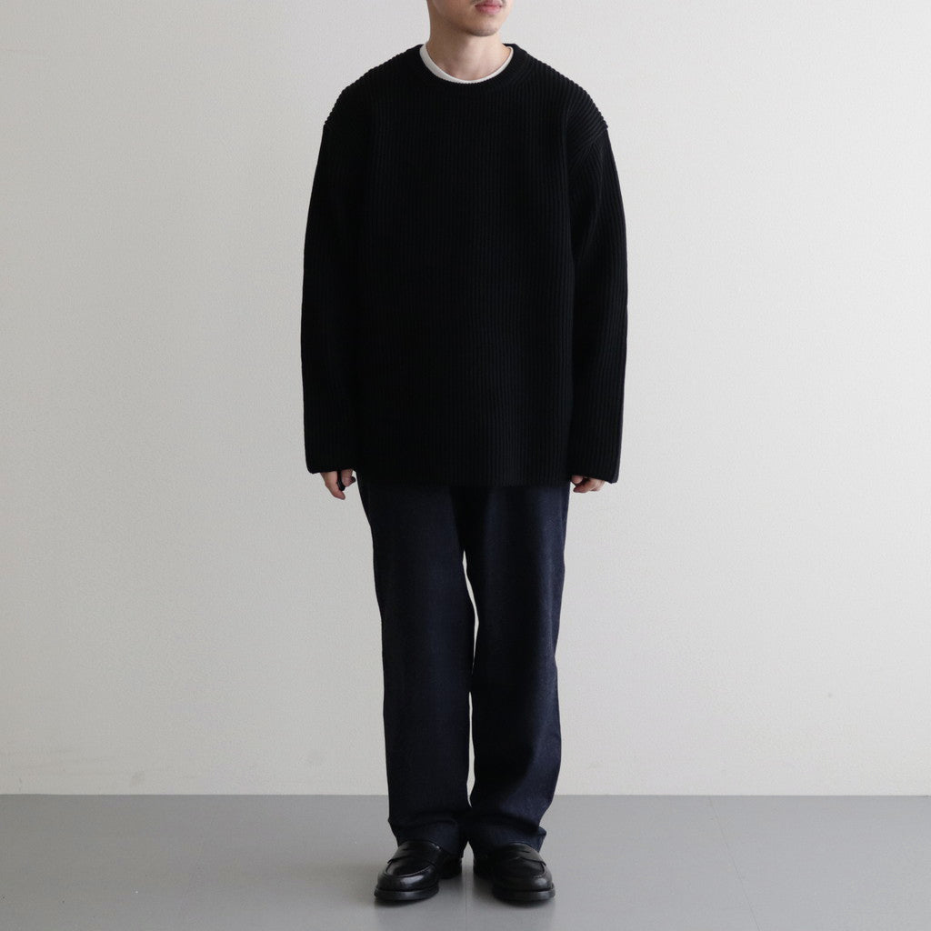 BATONER Solid Wool Rib Crew Neck - トップス