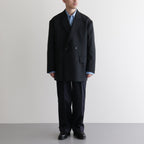 ORGANIC WOOL TROPICAL COMFORT W-BREASTED BLAZER #BLACK [A24A-08JK02C]