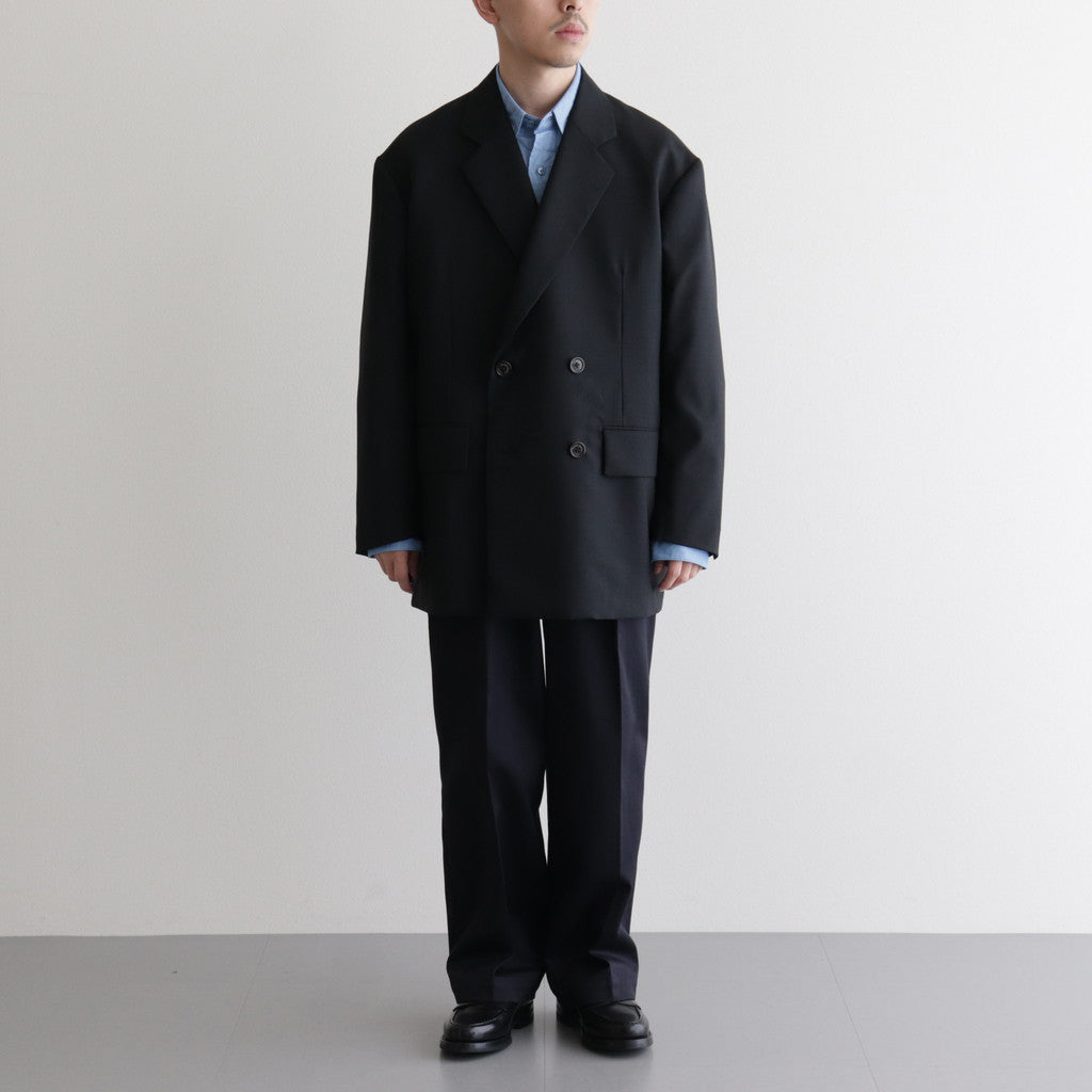 ORGANIC WOOL TROPICAL COMFORT W-BREASTED BLAZER #BLACK [A24A-08JK02C]