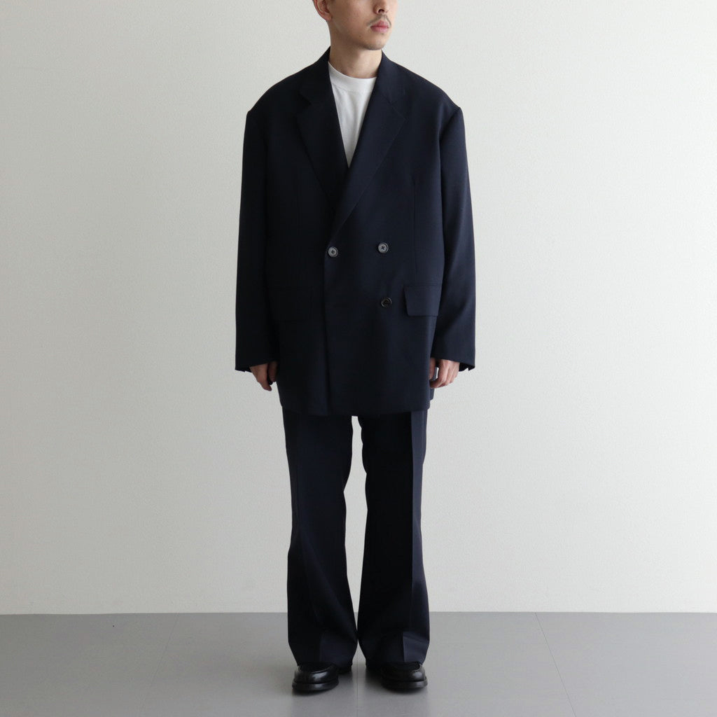 ORGANIC WOOL TROPICAL COMFORT W-BREASTED BLAZER #NAVY [A24A-08JK02C]