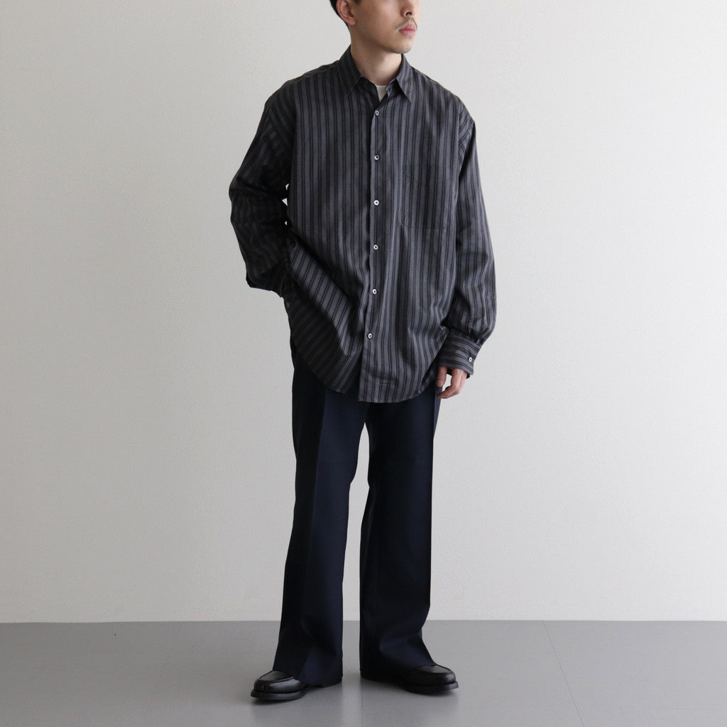 ORGANIC COTTON LOAN STRIPE COMFORT FIT SHIRT #GRAY×BLACK [A24A-17SH01C]