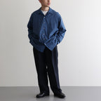 ORGANIC COTTON LOAN STRIPE OPEN COLLAR SHIRT #BLUE×NAVY [A24A-17SH02C]