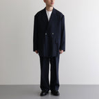 ORGANIC WOOL TROPICAL COMFORT W-BREASTED BLAZER #NAVY [A24A-08JK02C]