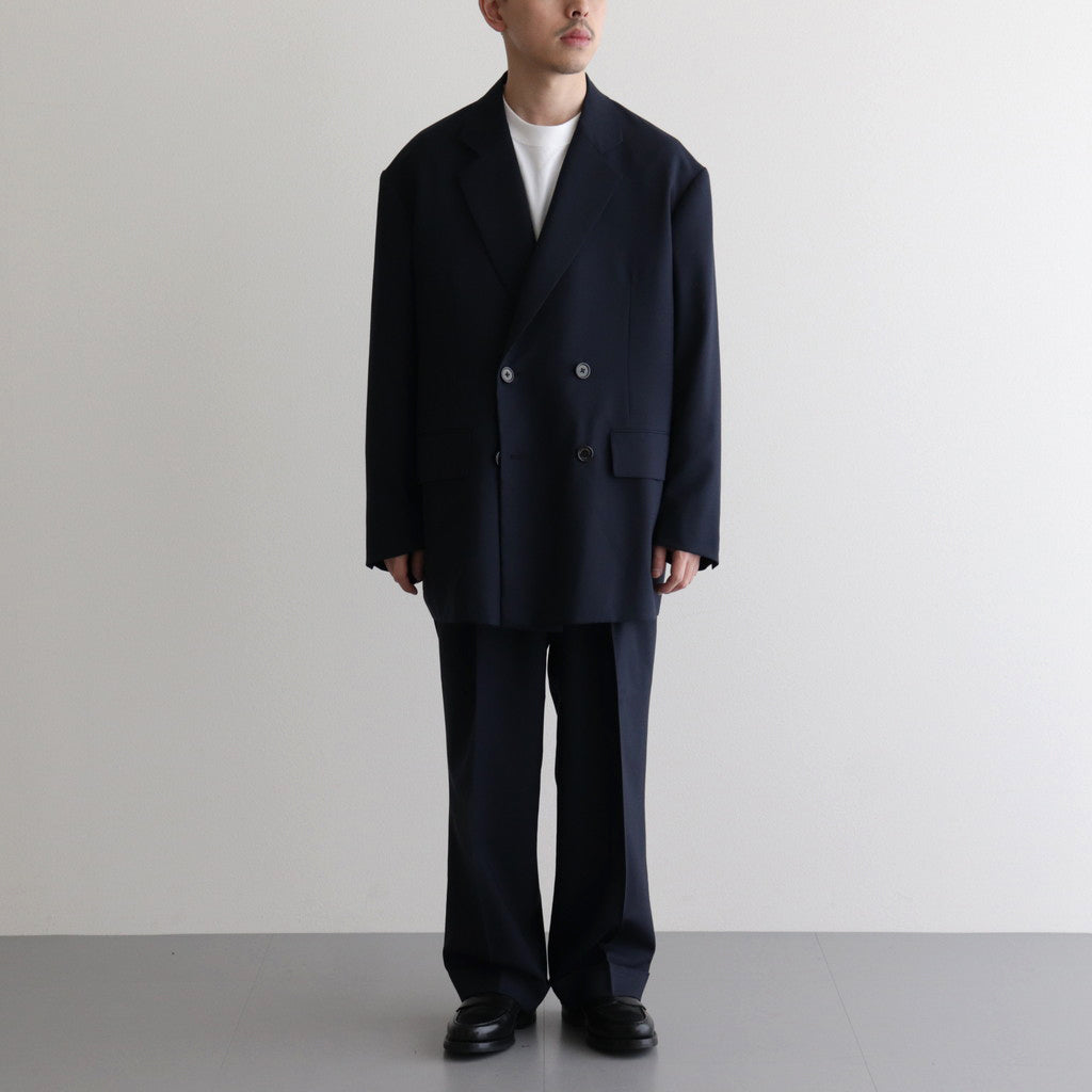 ORGANIC WOOL TROPICAL COMFORT W-BREASTED BLAZER #NAVY [A24A-08JK02C]