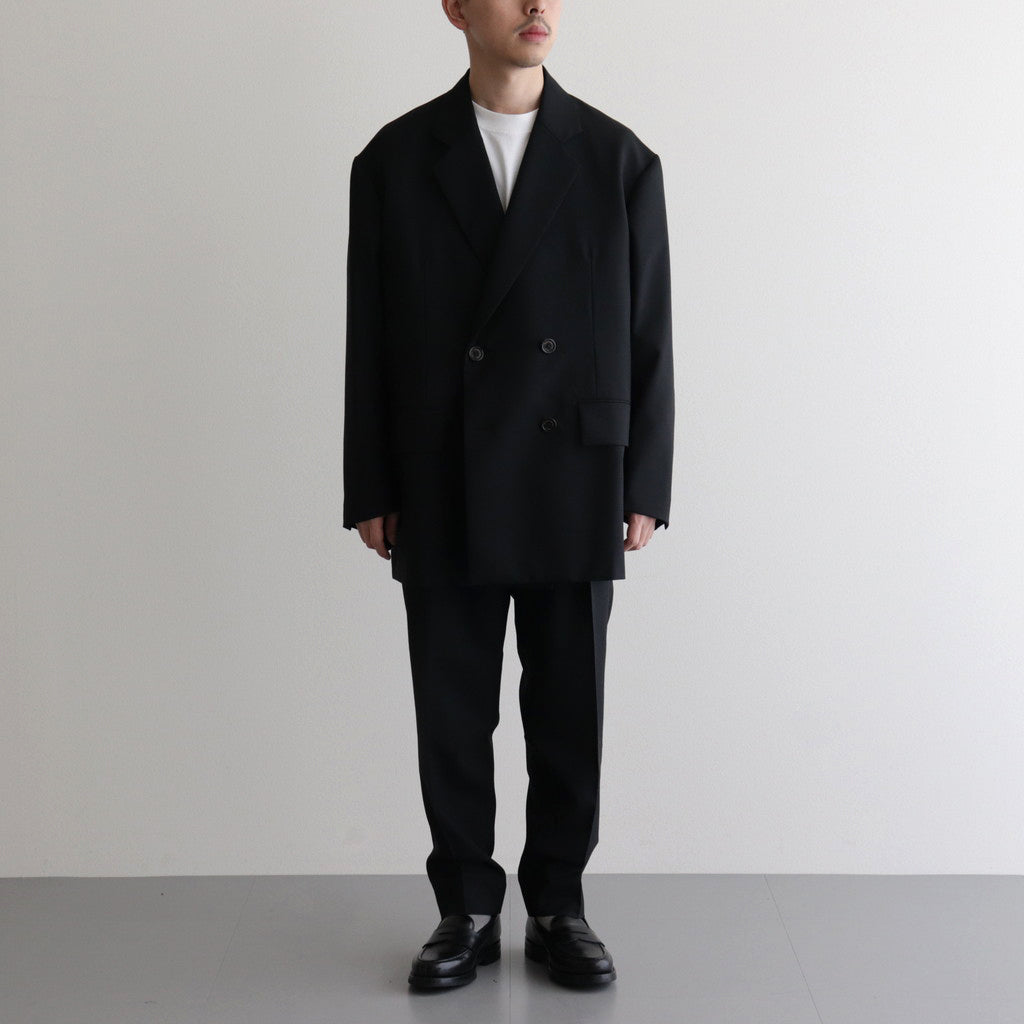 ORGANIC WOOL TROPICAL COMFORT W-BREASTED BLAZER #BLACK [A24A-08JK02C]